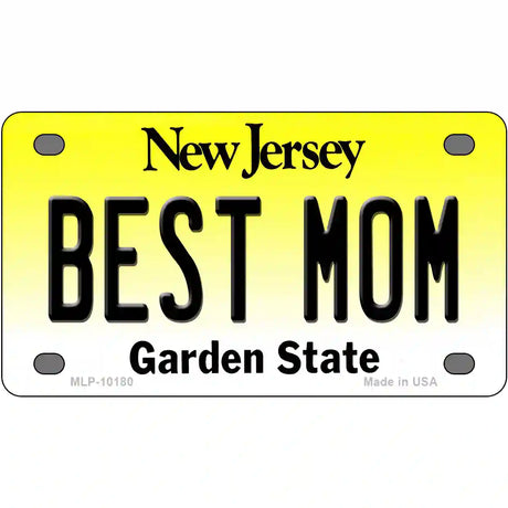 Best Mom New Jersey Metal Novelty License Plate 4" x 2.2" (MLP)