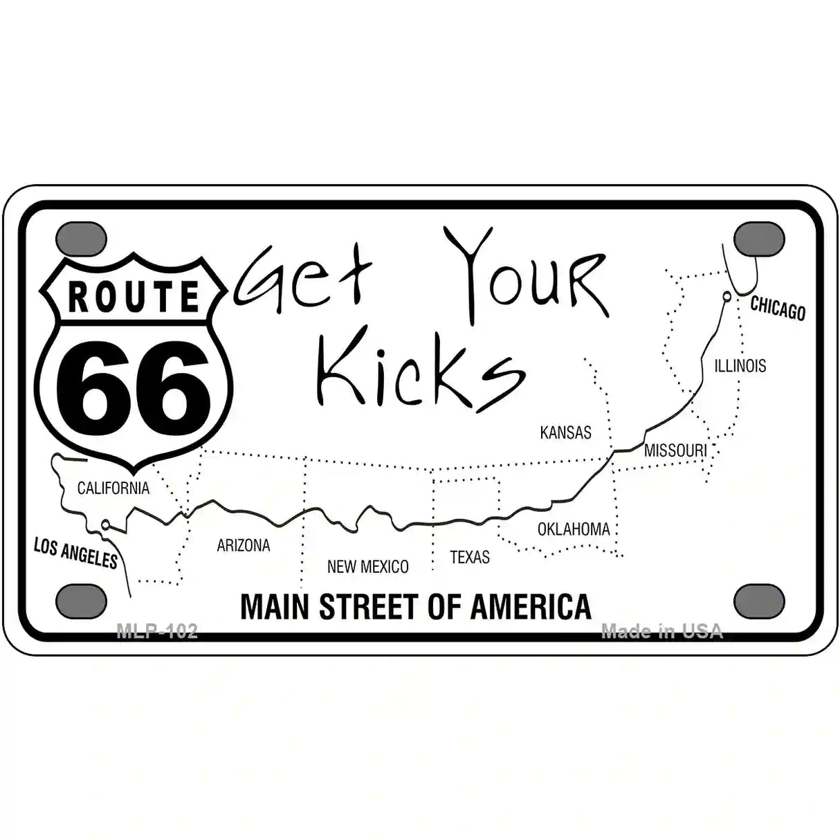 US Route 66 Map Novelty Metal License Plate 4" x 2.2" (MLP)