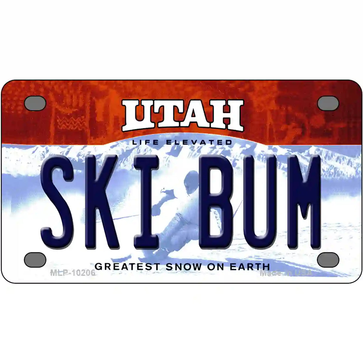 Ski Bum Utah Metal Novelty License Plate