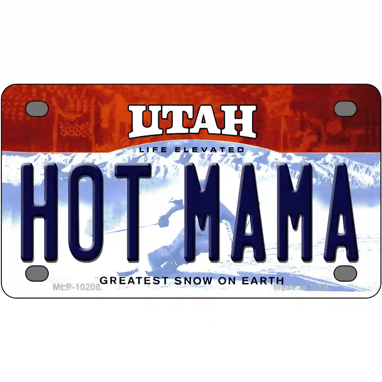 Hot Mama Utah Metal Novelty License Plate 4" x 2.2" (MLP)