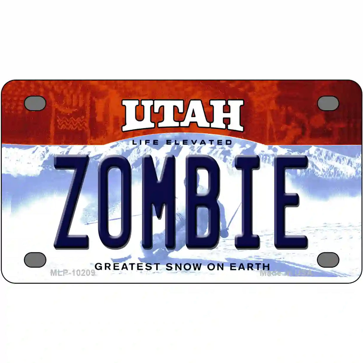 Zombie Utah Metal Novelty License Plate 4" x 2.2" (MLP)