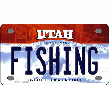 Fishing Utah Metal Novelty License Plate 4" x 2.2" (MLP)