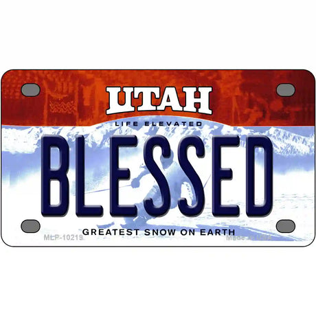 Blessed Utah Metal Novelty License Plate 4" x 2.2" (MLP)