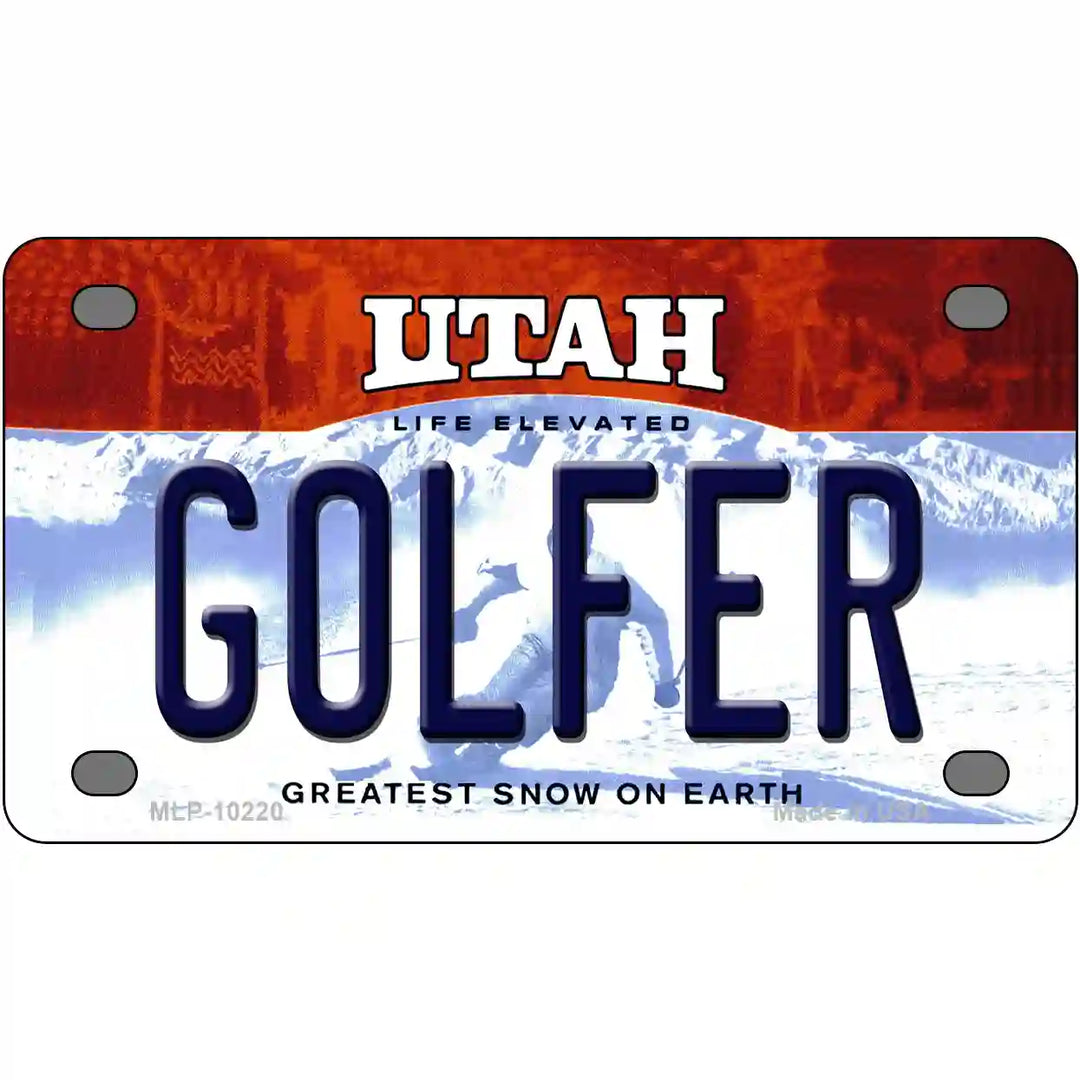 Golfer Utah Metal Novelty License Plate
