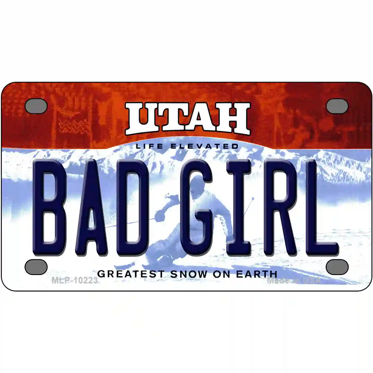 Bad Girl Utah Metal Novelty License Plate 4" x 2.2" (MLP)