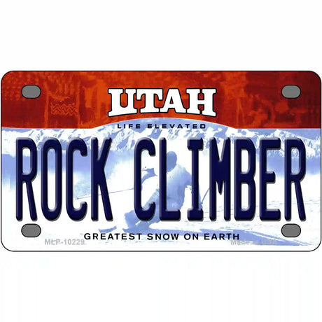 Rock Climber Utah Metal Novelty License Plate 4" x 2.2" (MLP)