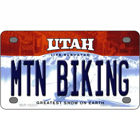 Mtn Biking Utah Metal Novelty License Plate 4" x 2.2" (MLP)