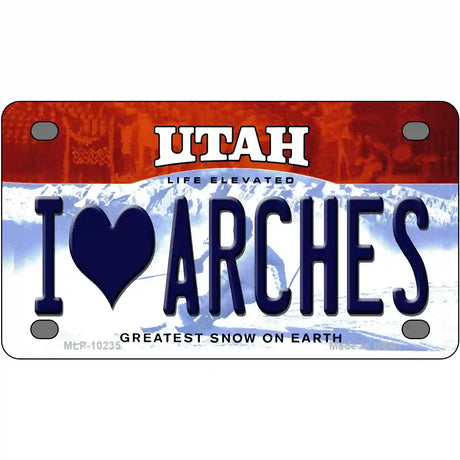 I Love Arches Utah Metal Novelty License Plate 4" x 2.2" (MLP)