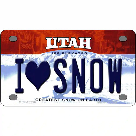 I Love Snow Utah Metal Novelty License Plate 4" x 2.2" (MLP)