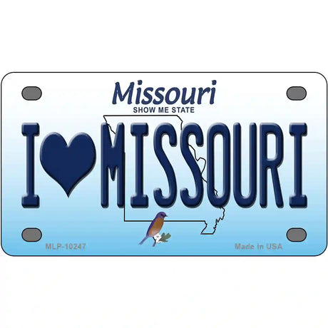 I Love Missouri Metal Novelty License Plate 4" x 2.2" (MLP)