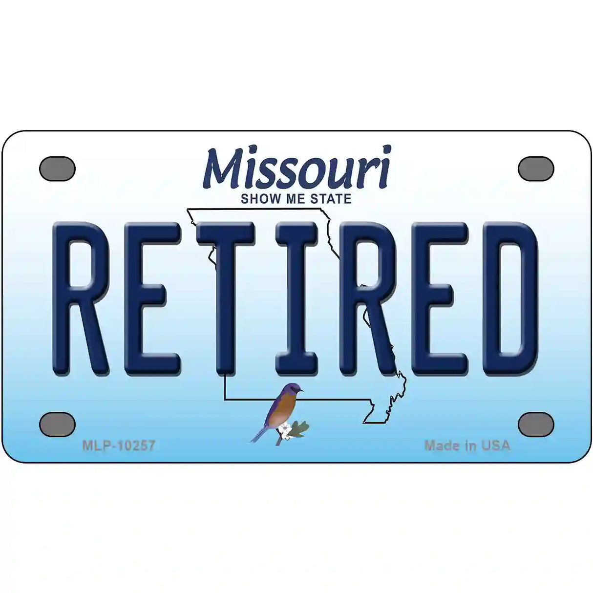 Retired Missouri Metal Novelty License Plate 4" x 2.2" (MLP)