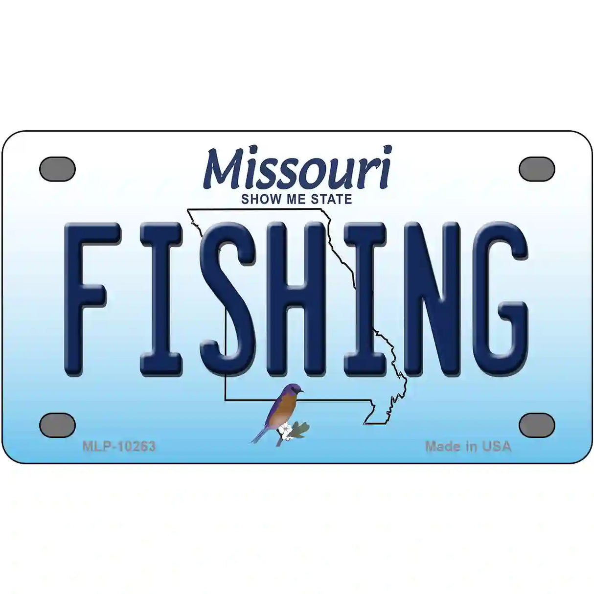 Fishing Missouri Metal Novelty License Plate 4" x 2.2" (MLP)