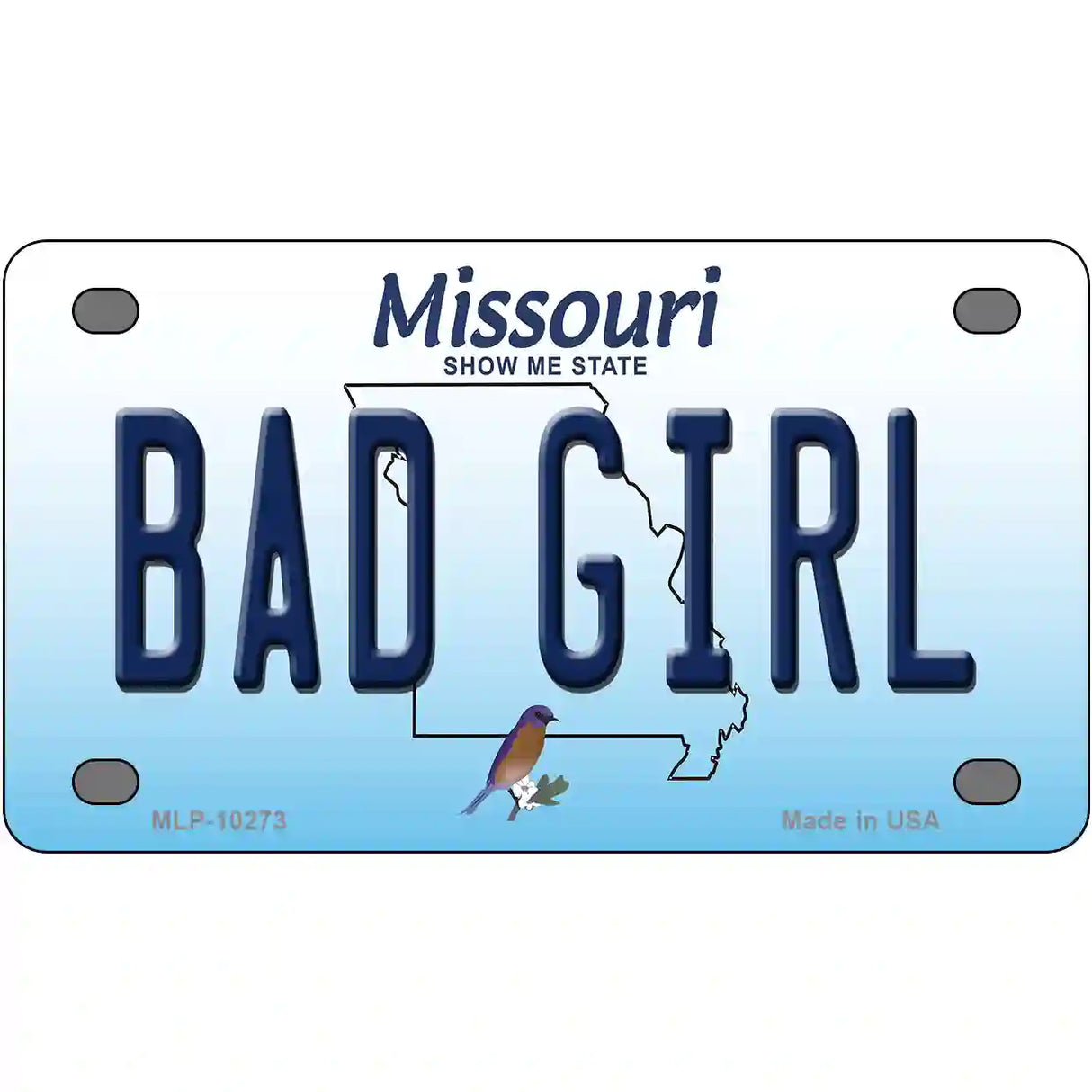 Bad Girl Missouri Metal Novelty License Plate 4" x 2.2" (MLP)