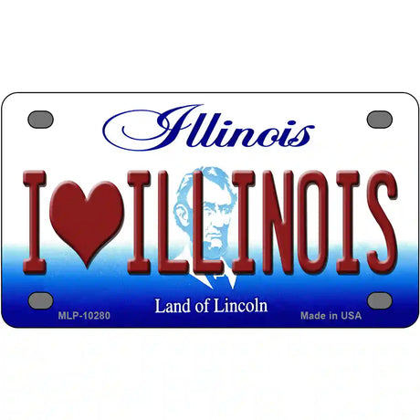 I Love Illinois Metal Novelty License Plate 4" x 2.2" (MLP)