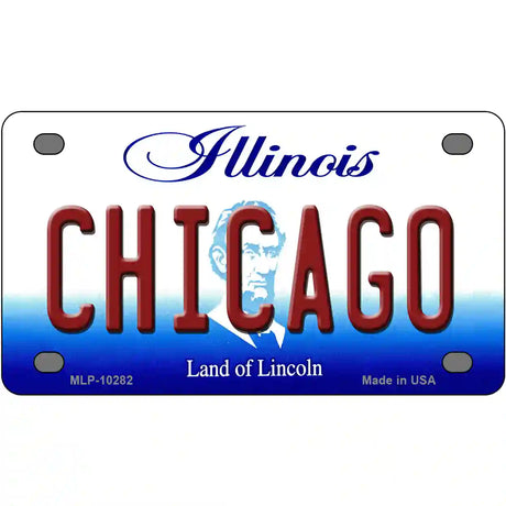 Chicago Illinois Metal Novelty License Plate 4" x 2.2" (MLP)