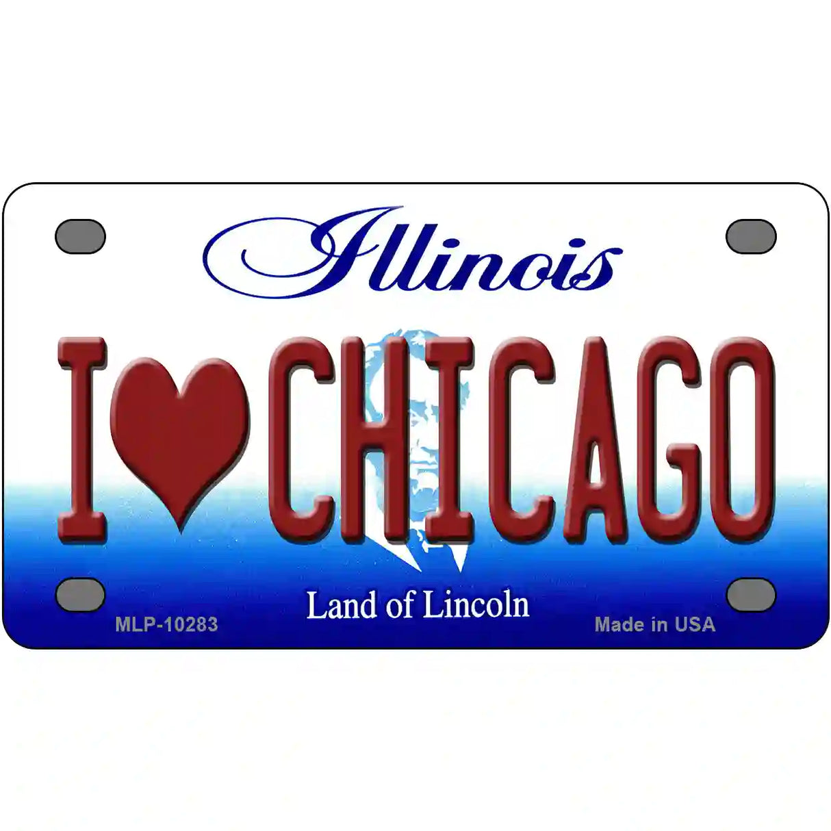 I Love Chicago Illinois Metal Novelty License Plate 4" x 2.2" (MLP)