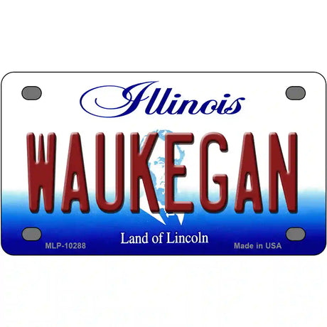 Waukegan Illinois Metal Novelty License Plate 4" x 2.2" (MLP)