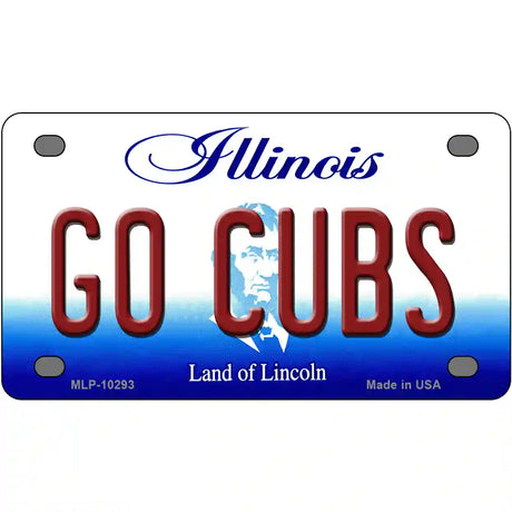 Go Cubs Illinois Metal Novelty License Plate 4" x 2.2" (MLP)