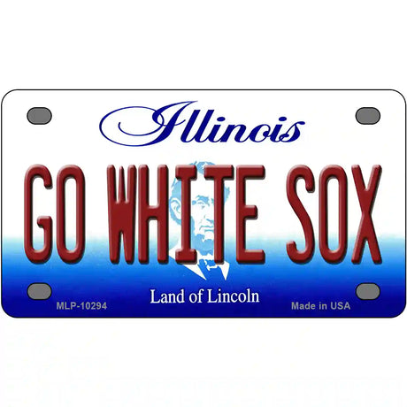 Go White Sox Illinois Metal Novelty License Plate 4" x 2.2" (MLP)