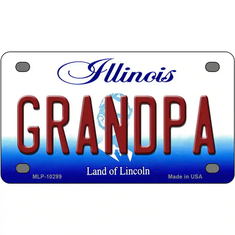 Grandpa Illinois Metal Novelty License Plate 4" x 2.2" (MLP)