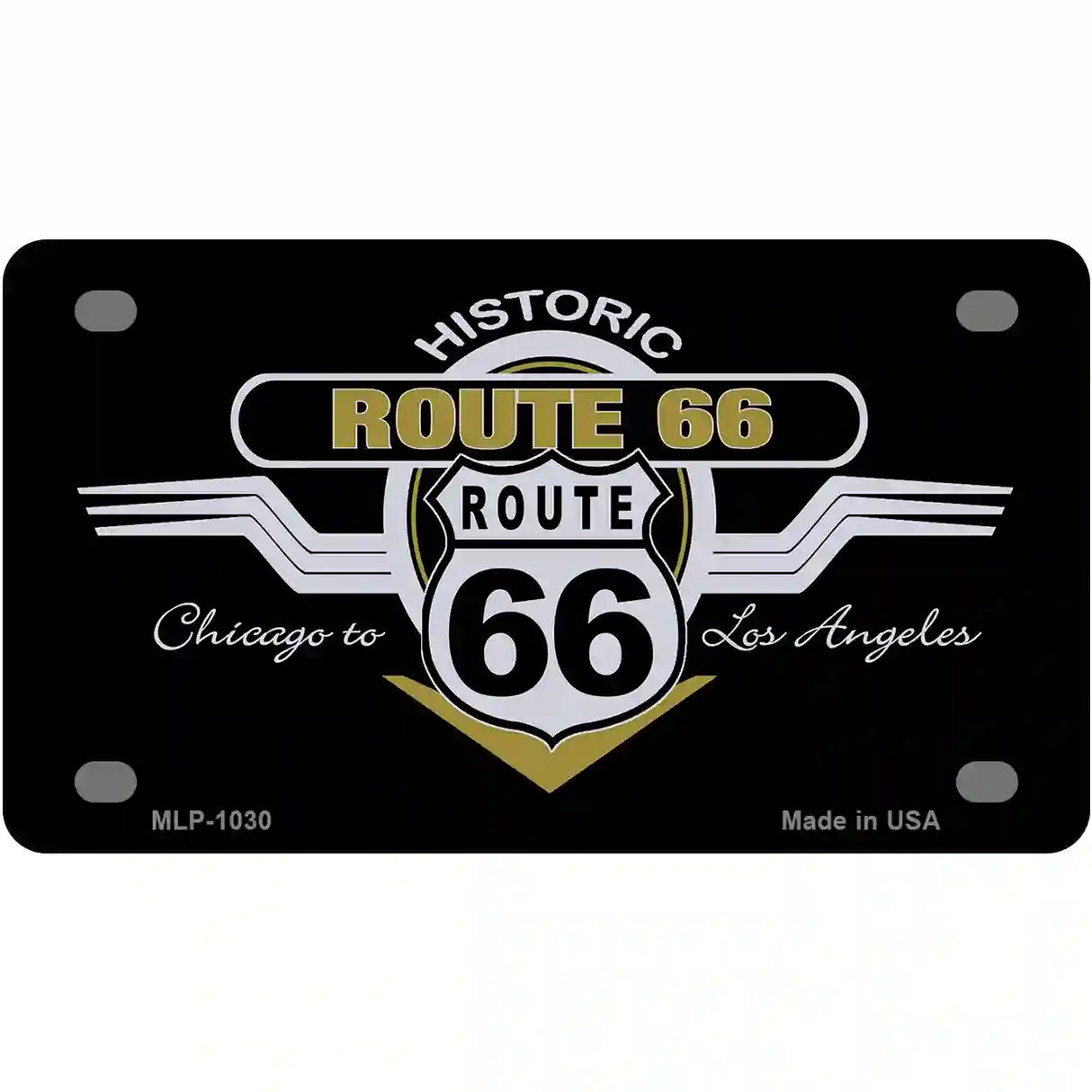 Route 66 Shield Wings Novelty Metal License Plate 4" x 2.2" (MLP)