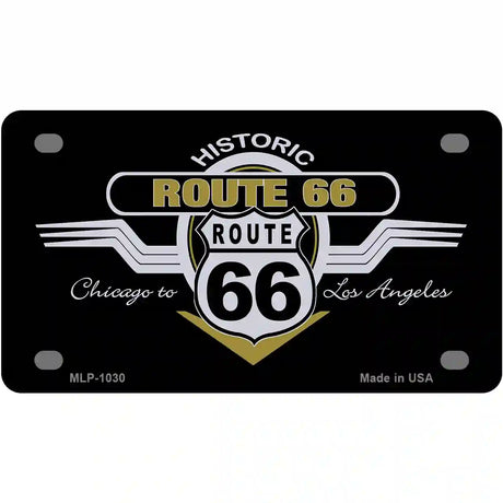 Route 66 Shield Wings Novelty Metal License Plate 4" x 2.2" (MLP)