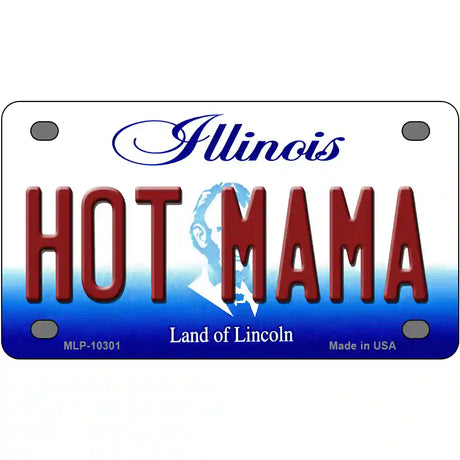 Hot Mama Illinois Metal Novelty License Plate 4" x 2.2" (MLP)