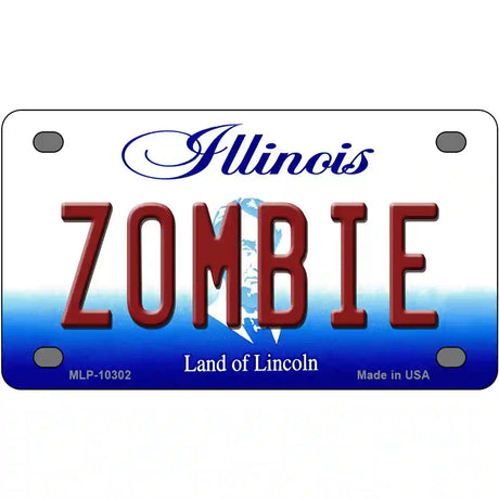 Zombie Illinois Metal Novelty License Plate 4" x 2.2" (MLP)