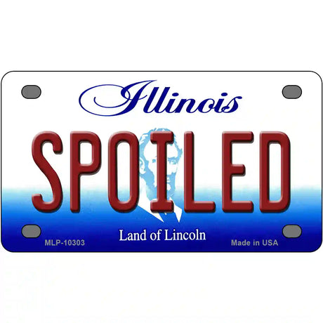 Spoiled Illinois Metal Novelty License Plate 4" x 2.2" (MLP)