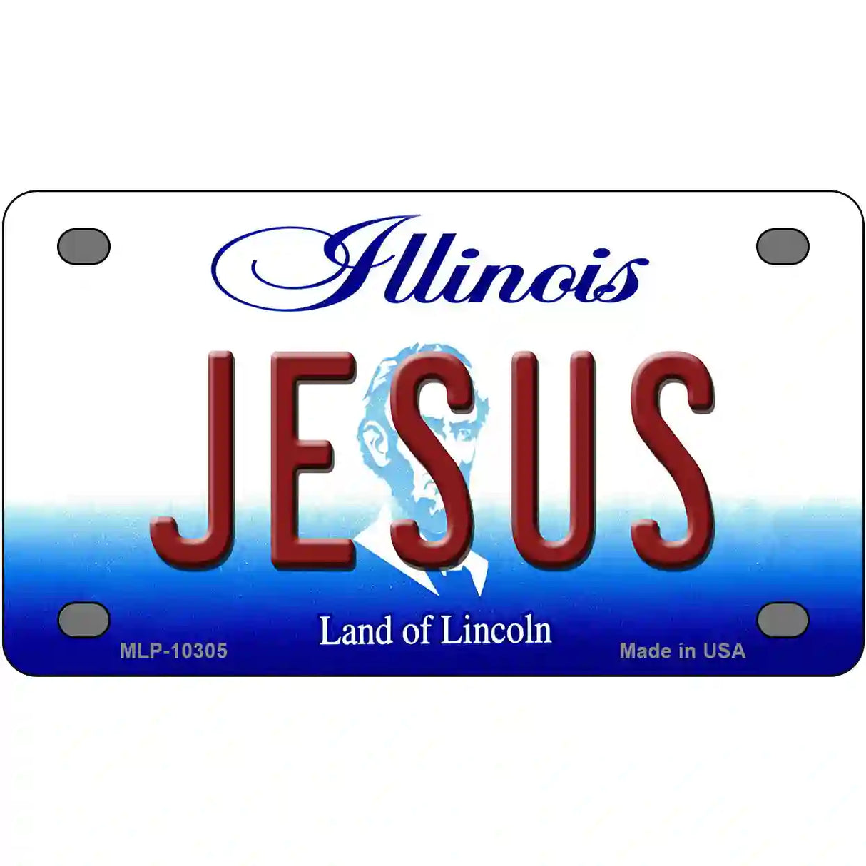 Jesus Illinois Metal Novelty License Plate 4" x 2.2" (MLP)