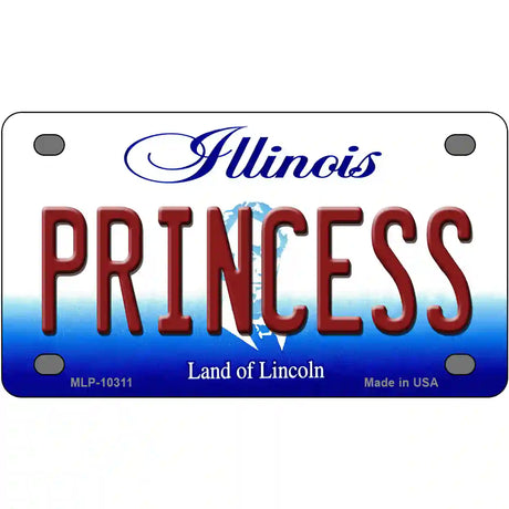 Princess Illinois Metal Novelty License Plate 4" x 2.2" (MLP)