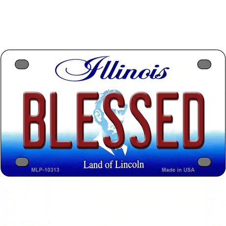 Blessed Illinois Metal Novelty License Plate 4" x 2.2" (MLP)