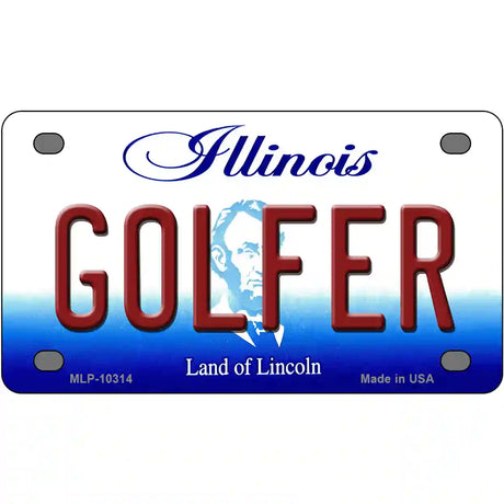 Golfer Illinois Metal Novelty License Plate 4" x 2.2" (MLP)