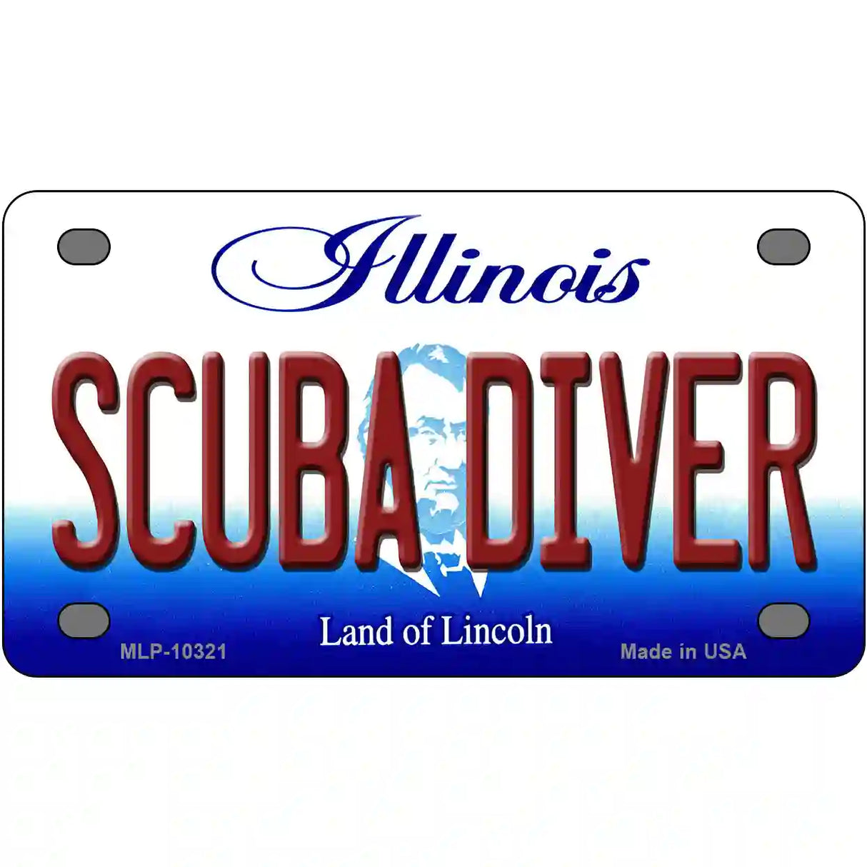 Scuba Diver Illinois Metal Novelty License Plate 4" x 2.2" (MLP)