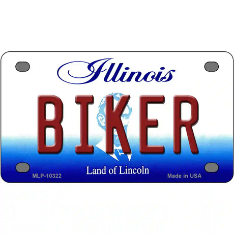 Biker Illinois Metal Novelty License Plate 4" x 2.2" (MLP)