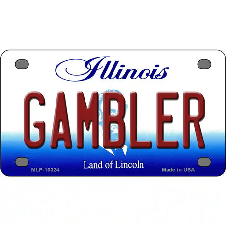 Gambler Illinois Metal Novelty License Plate 4" x 2.2" (MLP)