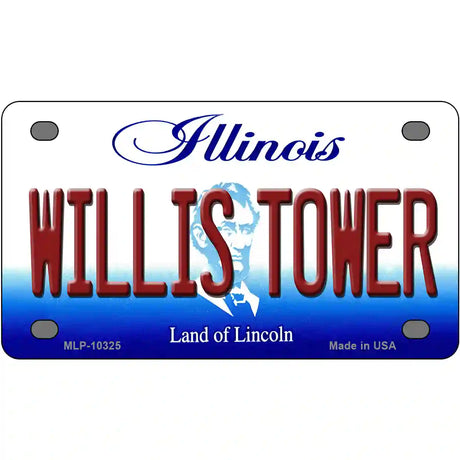 Willis Tower Illinois Metal Novelty License Plate 4" x 2.2" (MLP)