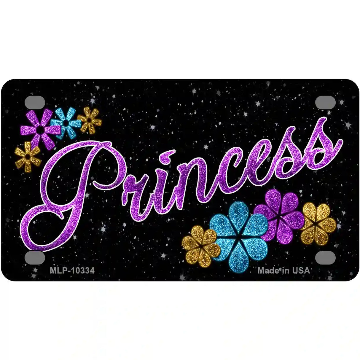 Princess Glitter Metal Novelty License Plate 4" x 2.2" (MLP)