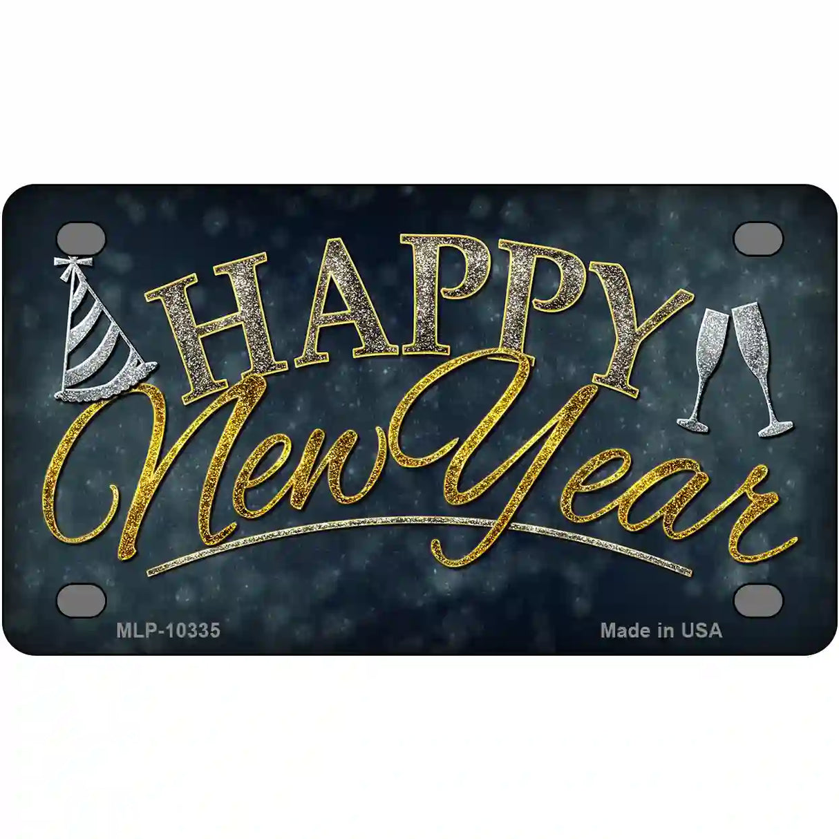 Happy New Year Metal Novelty License Plate 4" x 2.2" (MLP)