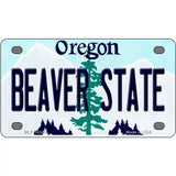 Beaver State Oregon Metal Novelty License Plate 4" x 2.2" (MLP)