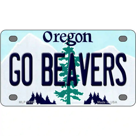 Go Beavers Oregon Metal Novelty License Plate 4" x 2.2" (MLP)