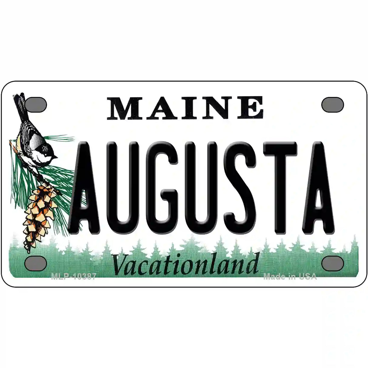 Augusta Maine Metal Novelty License Plate 4" x 2.2" (MLP)