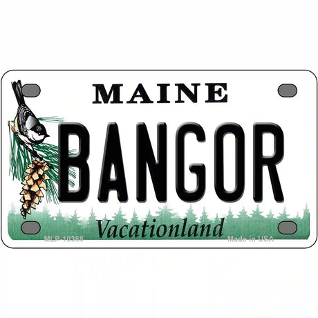 Bangor Maine Metal Novelty License Plate 4" x 2.2" (MLP)