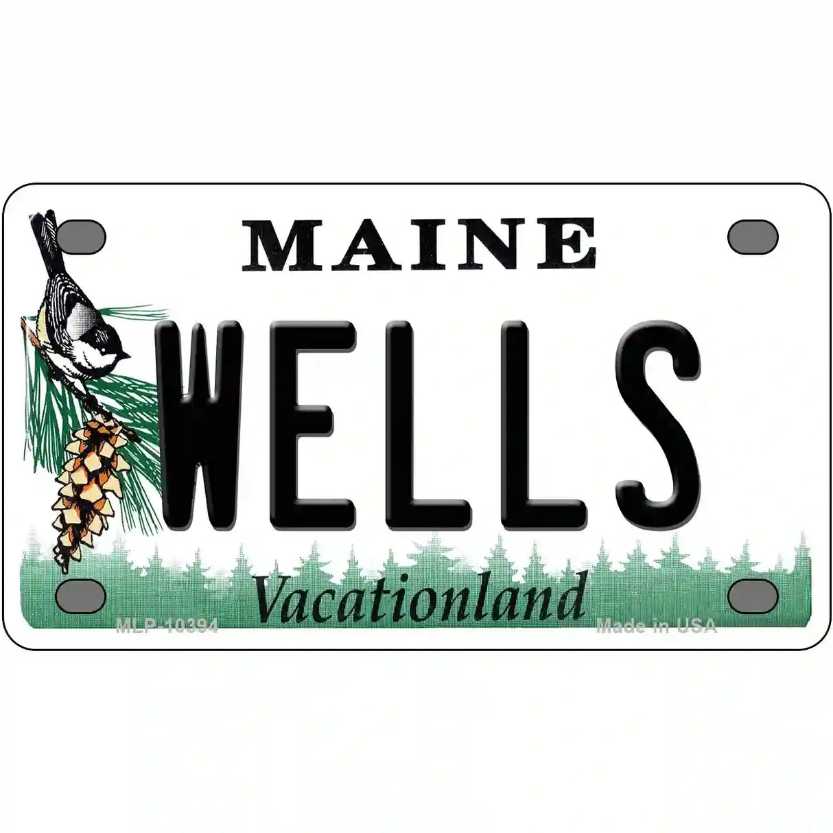 Wells Maine Metal Novelty License Plate 4" x 2.2" (MLP)