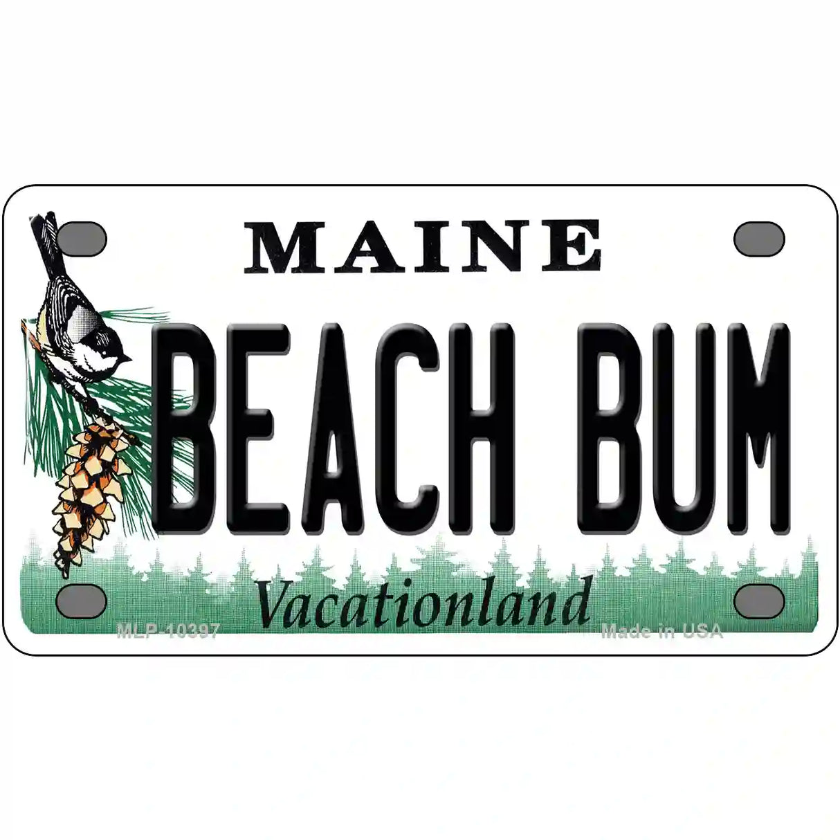 Beach Bum Maine Metal Novelty License Plate 4" x 2.2" (MLP)