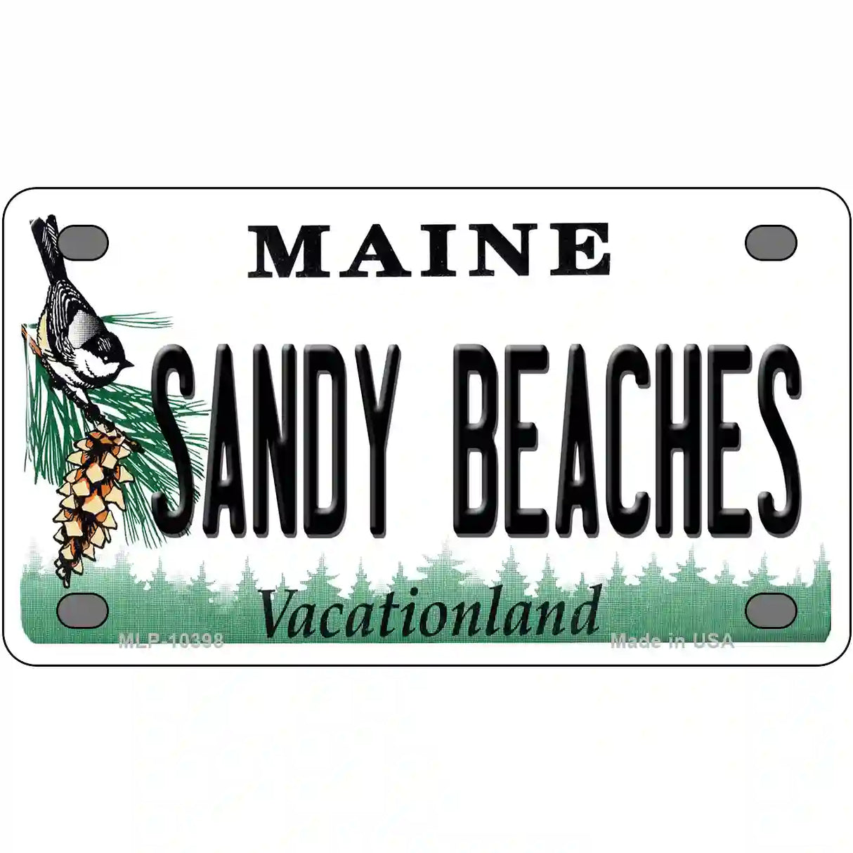 Sandy Beaches Maine Metal Novelty License Plate 4" x 2.2" (MLP)