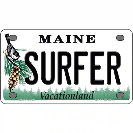 Surfer Maine Metal Novelty License Plate 4" x 2.2" (MLP)