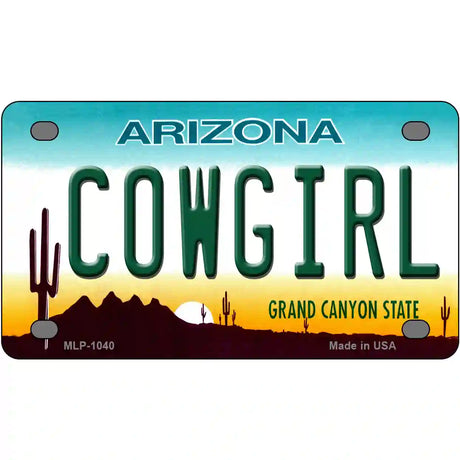 Cowgirl Novelty Metal License Plate 4" x 2.2" (MLP)