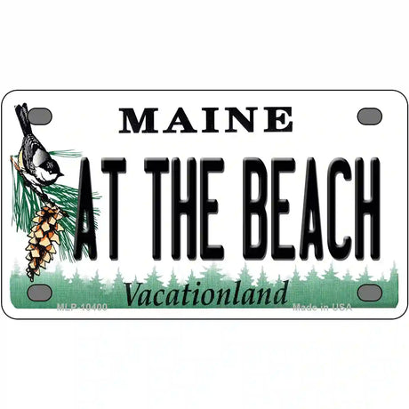 At The Beach Maine Metal Novelty License Plate 4" x 2.2" (MLP)