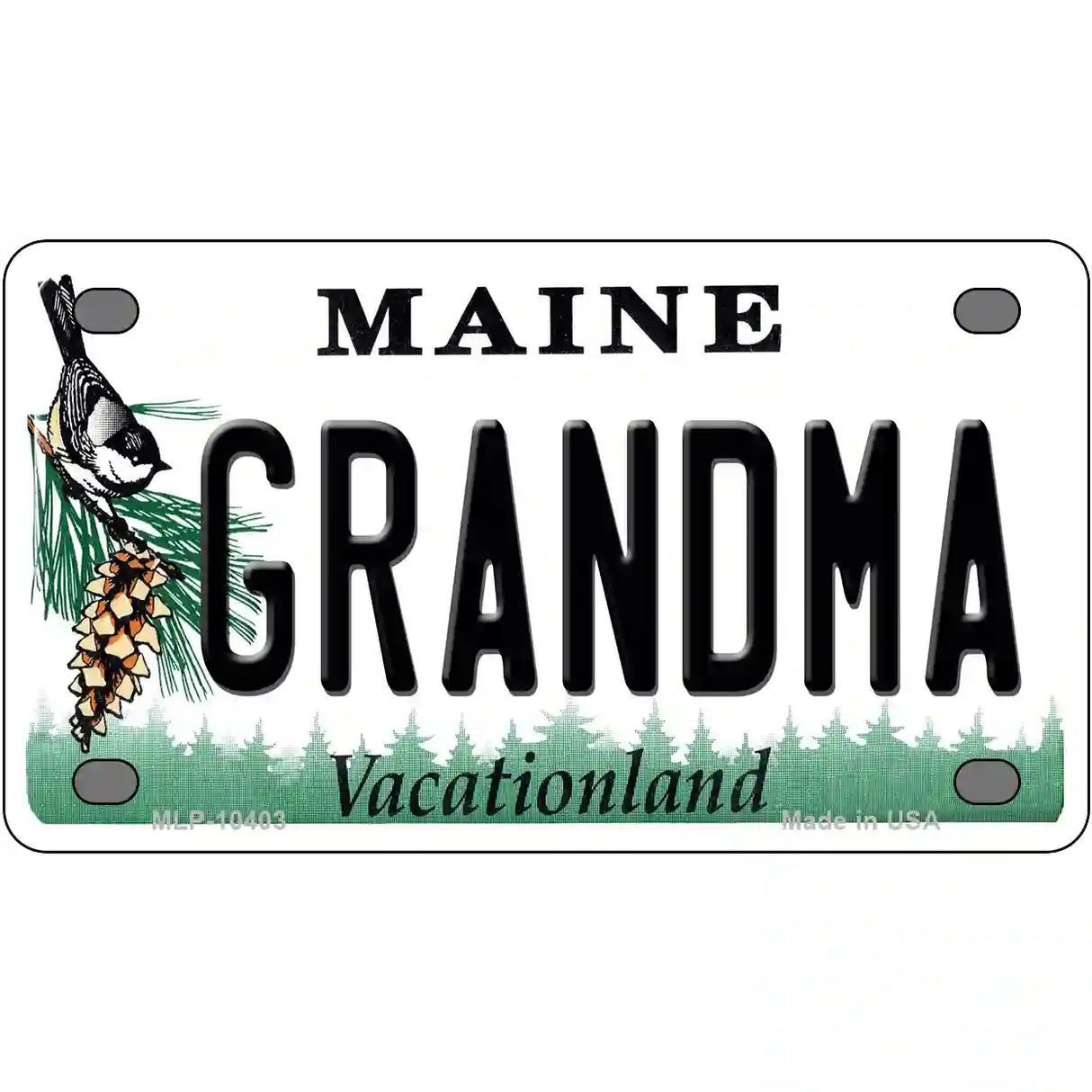 Grandma Maine Metal Novelty License Plate 4" x 2.2" (MLP)